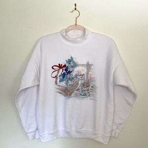 Vintage Northern Reflections White Graphic Crewneck Sweater Costal Grandma